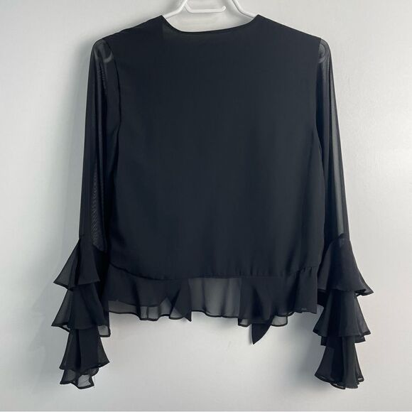 Tularosa Revolve Winnie Ruffle Sleeve Sheer Blouse Black Sz XS - Picture 7 of 11